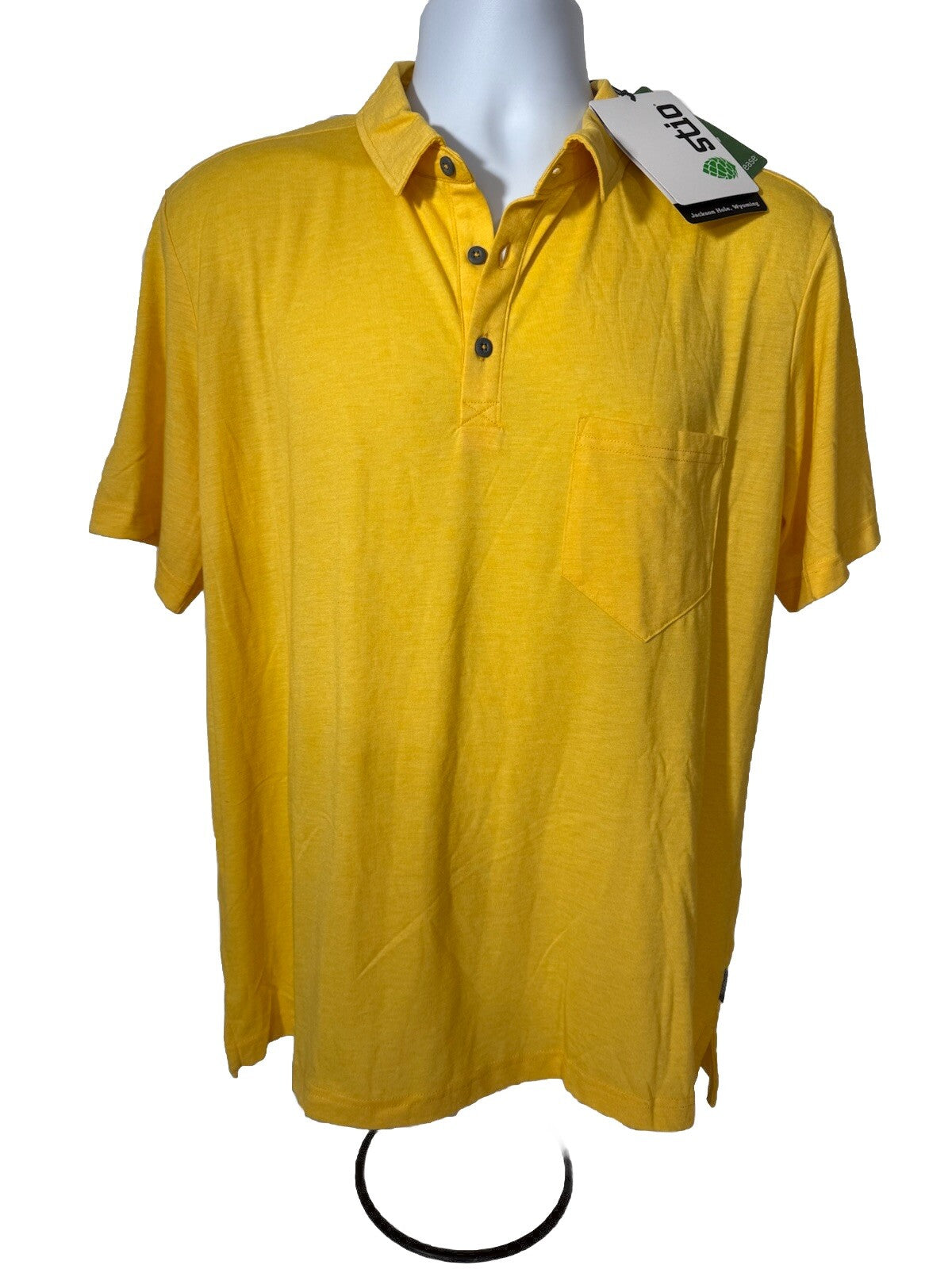 Stio Men's Divide Polo Short Sleeve Jersey Polo Shirt-Bright Yellow-Large-New