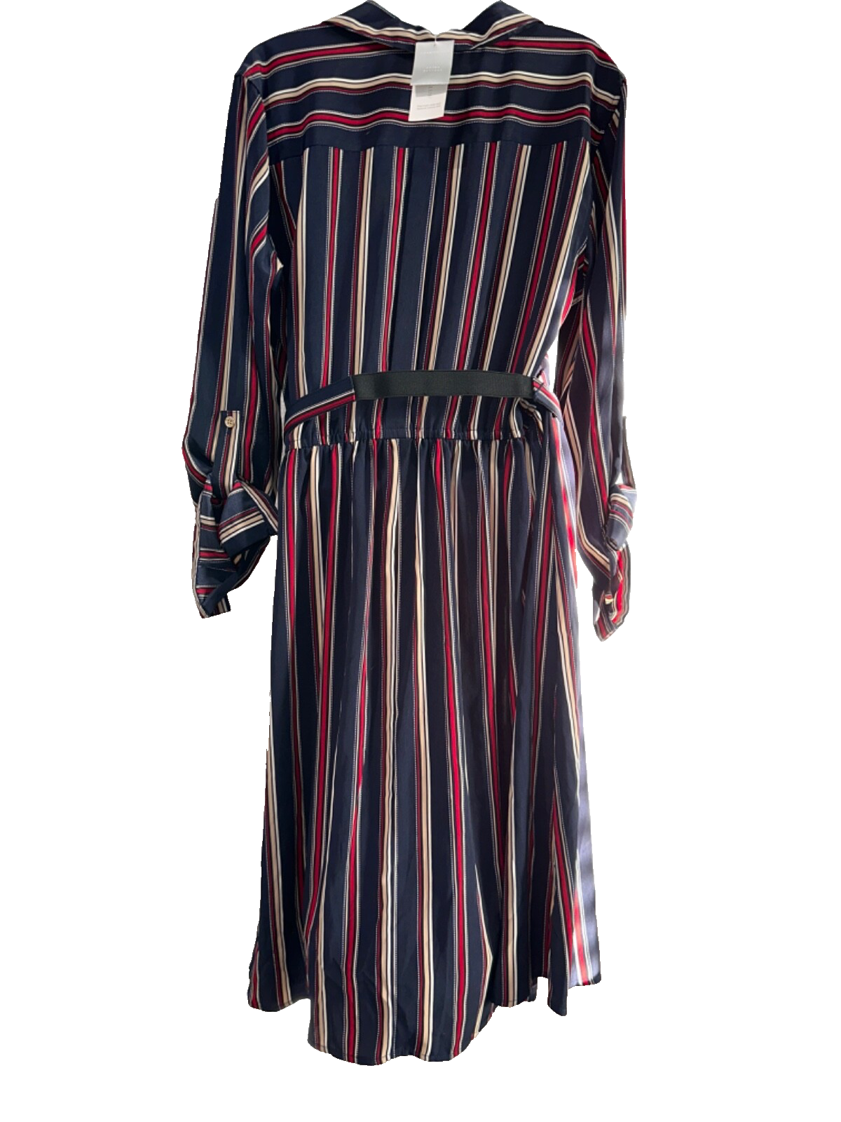 $110 Charter Club Women's Striped Drawstring Dress- Deepest Navy - Size 14-New