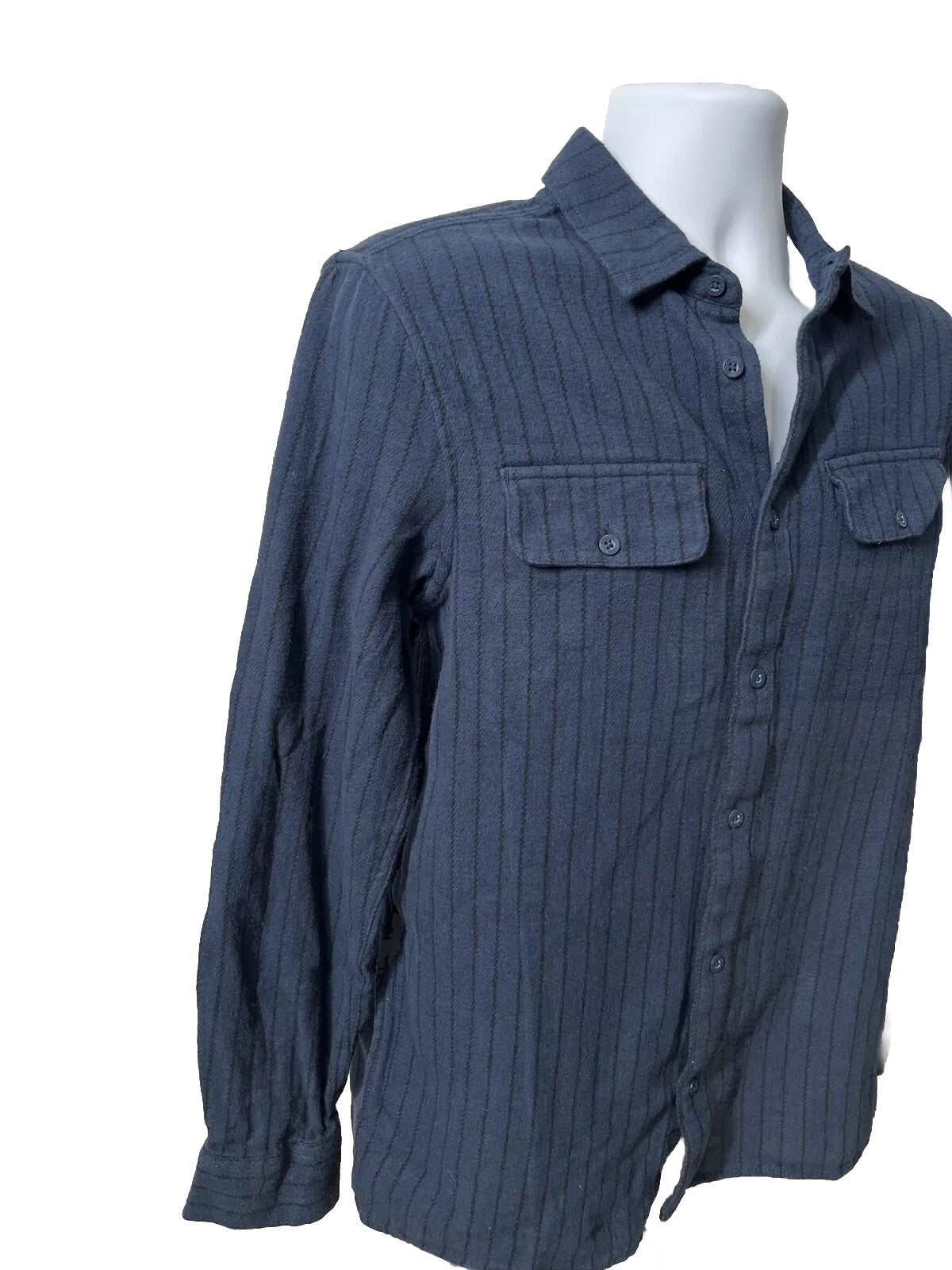 Vans Men's Station Striped Shirt Button Front -Dress Blue- Small- New Tag $50
