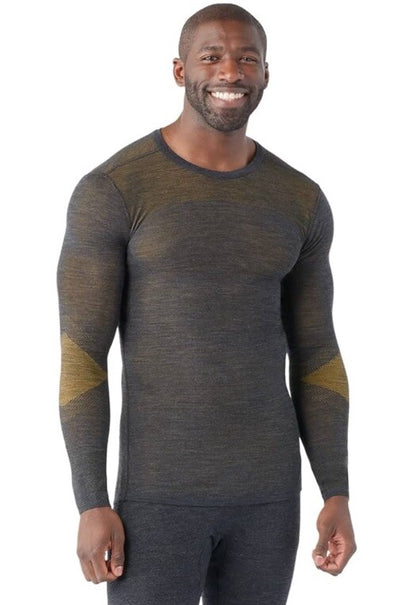 $130 Smartwool Men's Base Layer Intraknit Merino Crew-Charcoal Honey-Small-NEW