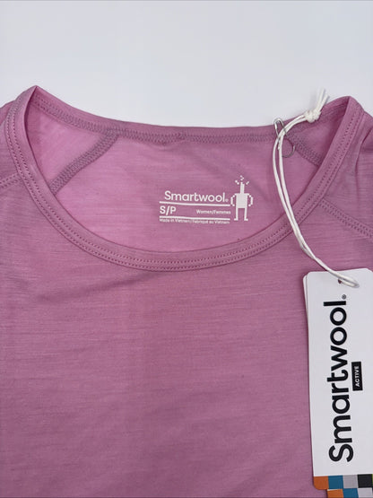 $55 Smartwool Women’s Active Ultralite High Neck Tank Shirt- Lt Pink-small-NEW
