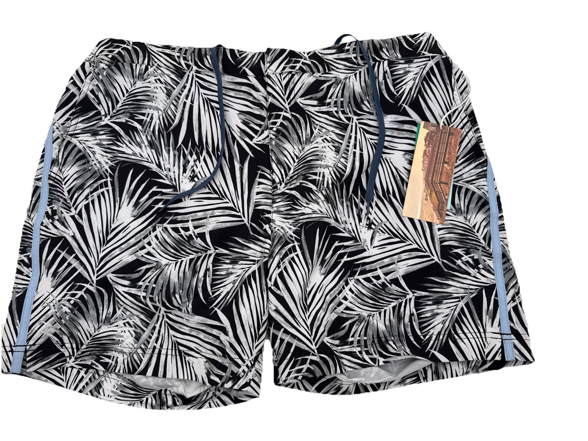 $89 FAIR HARBOR Men’s Sextant Swim Trunk Inner Lined Shorts-white/Blk-Size: 36W