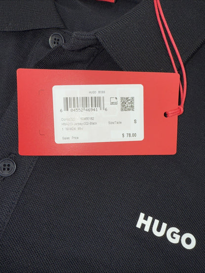 $78 Hugo Boss Men's Donos Polo Black Regular Fit Cotton S/S Shirt -Black- Small