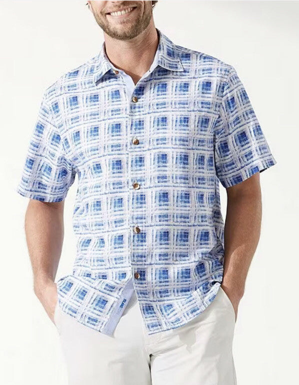 Tommy Bahama Men’s Echo Beach Tiles Shirt-Royal Indigo -2XLarge-New $148
