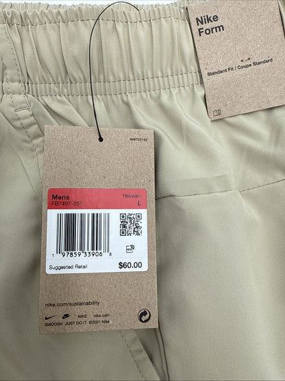 $60 Nike Form Tapered Versatile Pants Lightweight Jogger FB7497-Beige-Large
