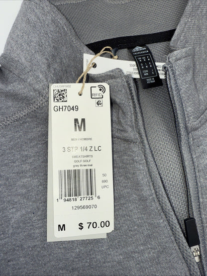 $70 Adidas Mens Men's 3-Stripes Quarter Zip Pullover Golf- Grey- Medium- New Tag