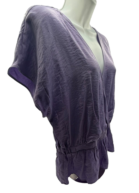 Nine West Women’s- Short Sleeve Flowy Blouse- Lavender- Large-New Tag