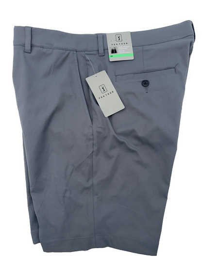 $65 PGA TOUR Men's Flat Front Expandable Waistband Golf Short- Quiet Shade - 34W