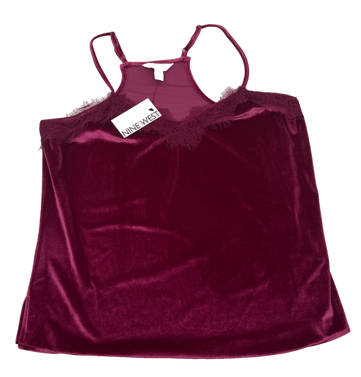 Nine West Women’s-Woven Cami Top -Burgundy-Medium-New Tag