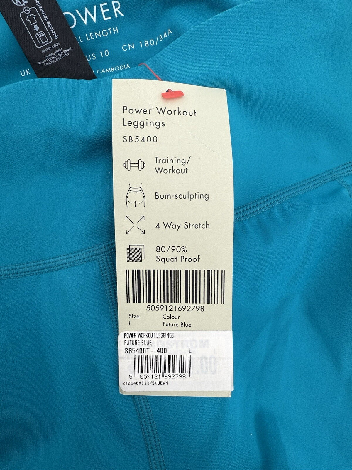 $100 Sweaty Women’s Betty Power Leggings 7/8 Length- Blue -Size: 10 Large - New