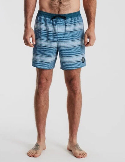 $66 Roark Men’s Shorey 16” Elastic Waist Trunks-Herringbone Cosmica-Large-New