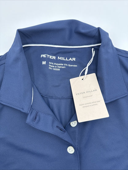 $85 Peter Millar Women’s Sleeveless Banded Polo Shirt - Navy - Medium- New Tag