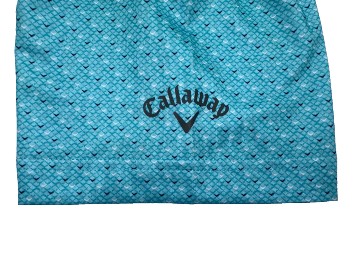 $68 Callaway Men’s Swing Tech All Over Chevron Polo - Scuba Blue- Medium - New