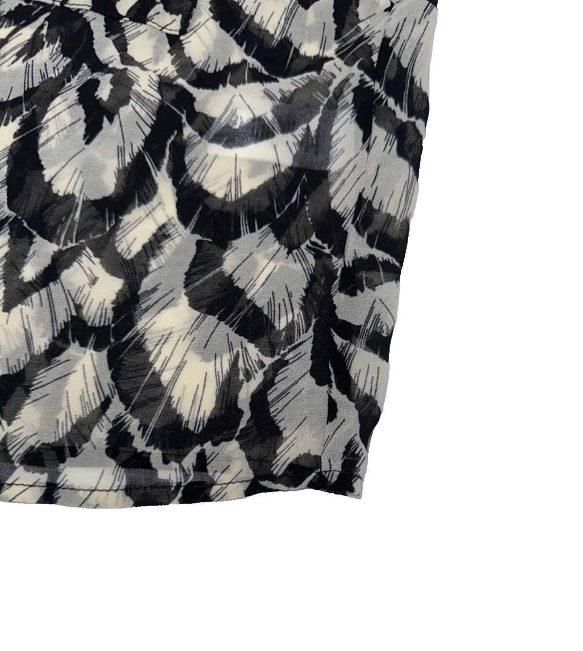 $88 T Tahari Women's Long Sleeve Feather Print Blouse - Black/Tan - Medium -New