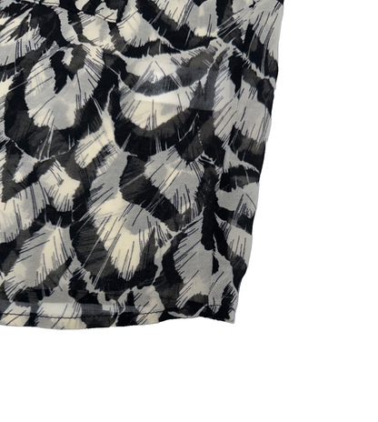 $88 T Tahari Women's Long Sleeve Feather Print Blouse - Black/Tan - Medium -New