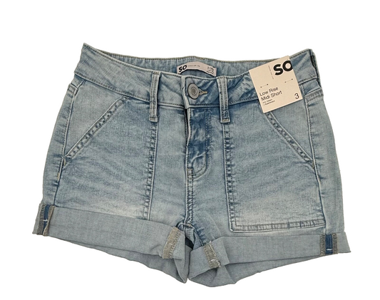 SO Women’s-Low Rise MIDI Short-Light Wash Jean-Size 3-New Tag