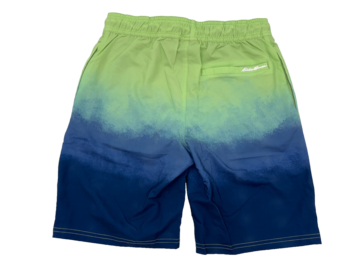 $45 Eddie Bauer Boys Sea Spray Magic Print Swim Shorts - Green Tea - Large -New
