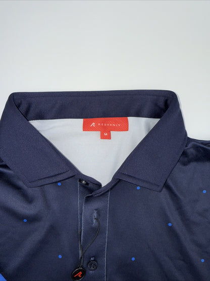 $110 Redvanly Men’s Ramey Golf Performance Polo Shirt-Midnight Navy-Medium-New