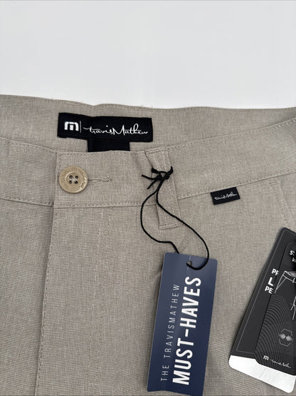 $85 Travis Mathew Men's Beck Shorts Stretch Waistband - Khaki -Size: 34- New