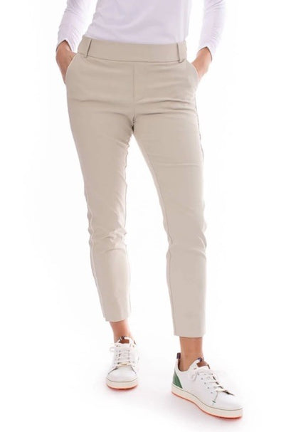 $158 Golftini Ankle Pant Side Stripes Golf Pants- Khaki/White-Medium-New Tags