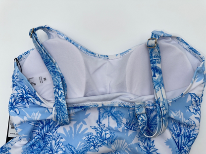 $120 Nicole Miller Women’s 1pc Swimsuit W/Side Ruching - Blue - Medium- New