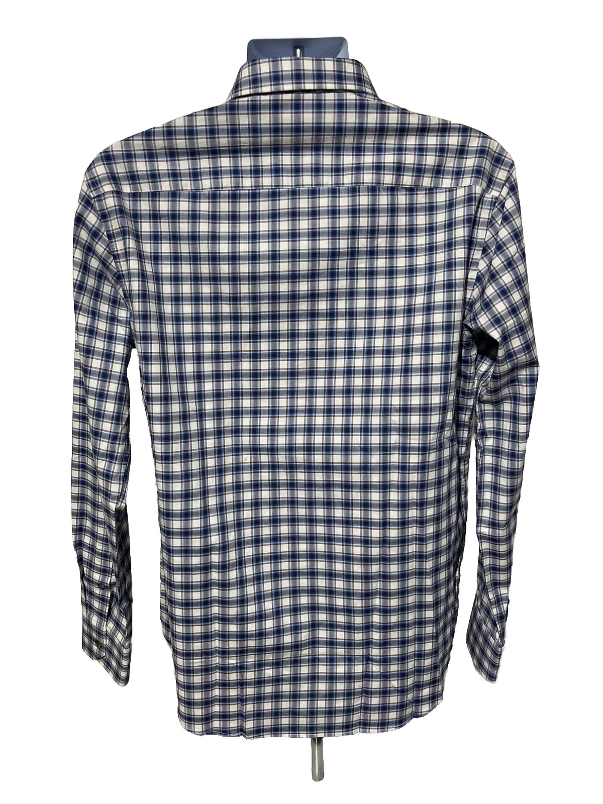 Bugatchi Uomo Men’s Plaid Dress Shirt Long Sleeve -Blue White-Medium- New $149