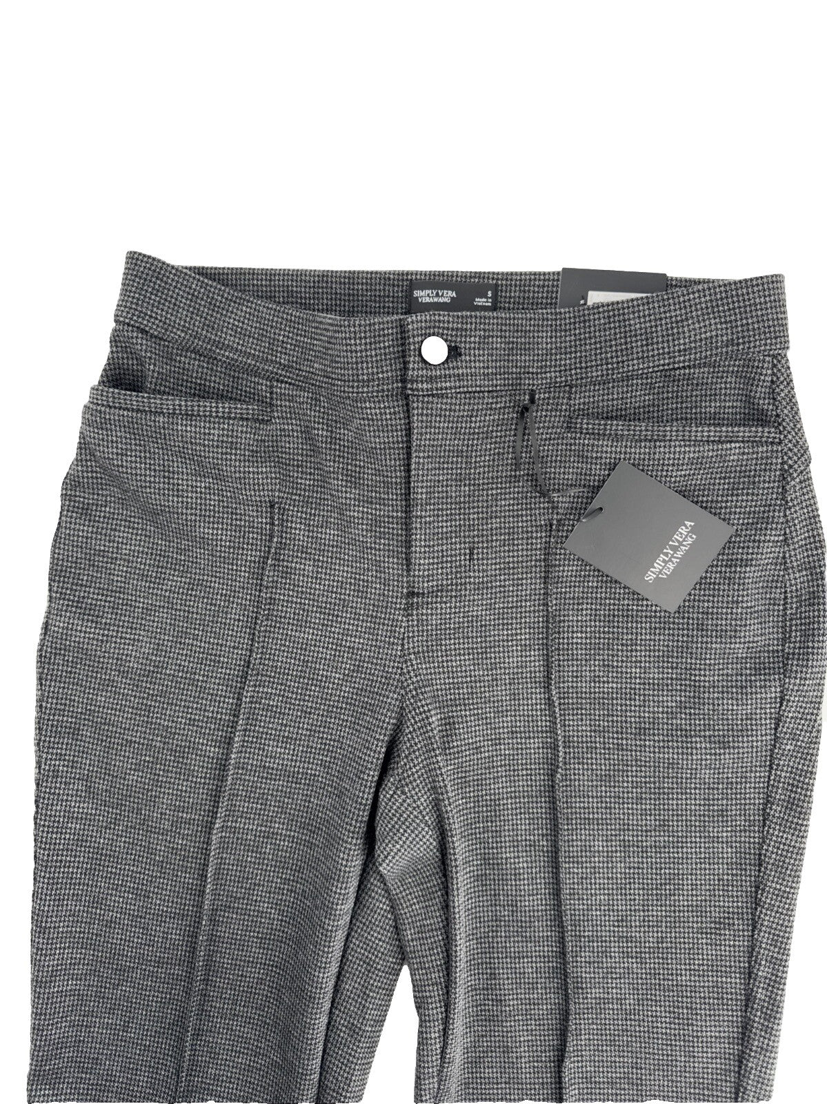 Simply Vera Wang Women’s Mid-Rise Pintuck Ponte Skinny Pants - Houndstooth-Small