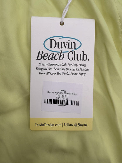$65 Duvin Design Men's Basic Running 6” Shorts - Yellow -Size: 2XLarge -NEW