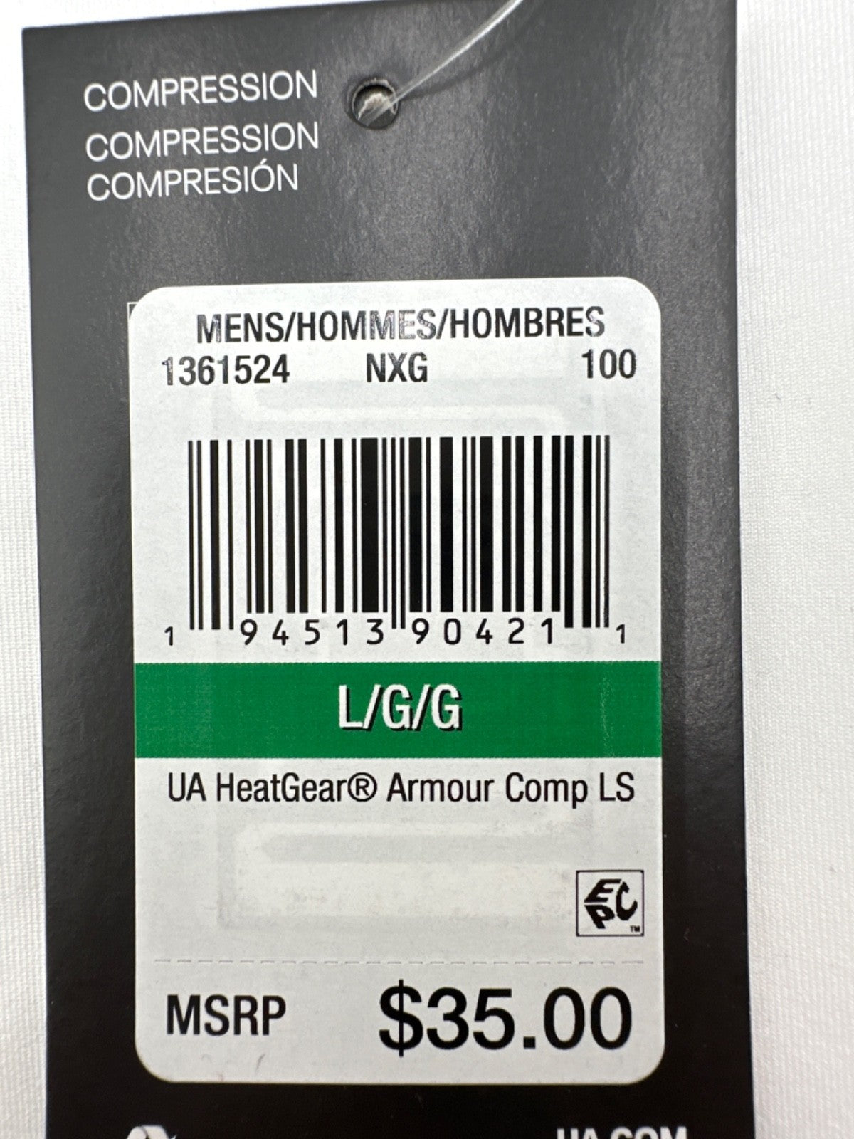 $35 Under Armour Men's HeatGear Long-Sleeve Shirt –White -Large -New With Tags