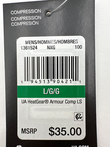 $35 Under Armour Men's HeatGear Long-Sleeve Shirt –White -Large -New With Tags