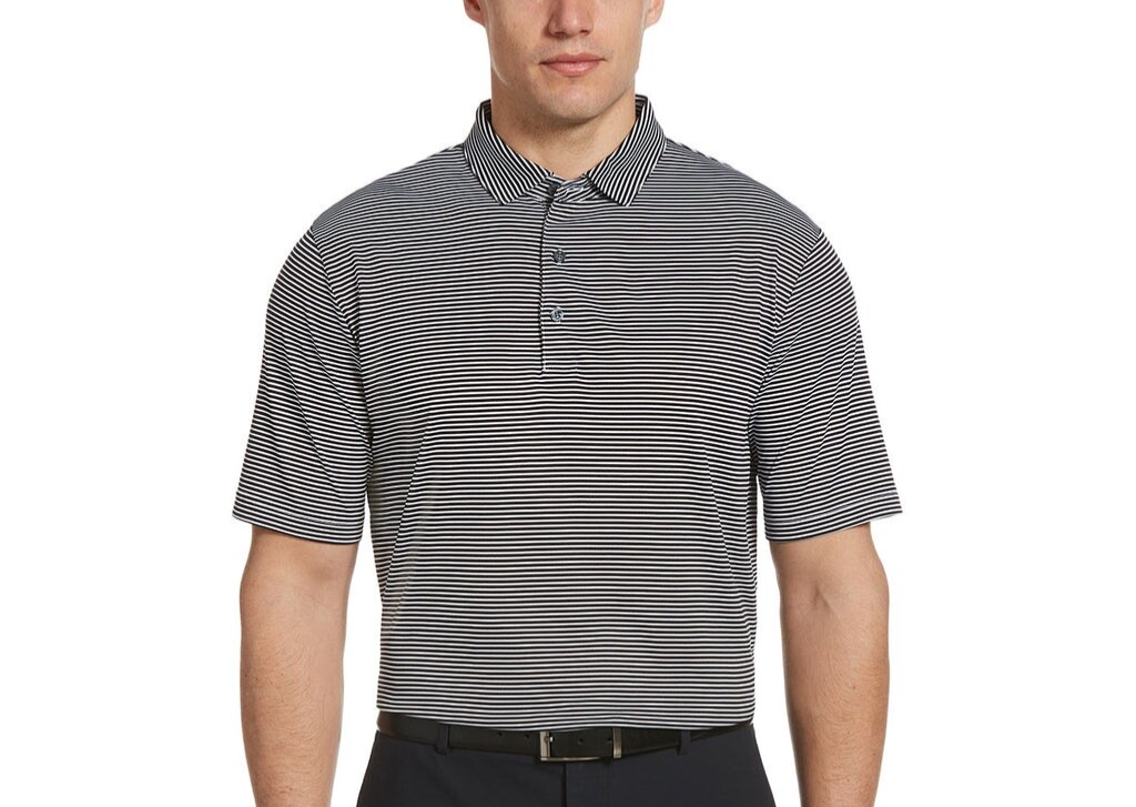 $68 Jack Nicklaus Men's Caviar Short Sleeve Stripe Polo - Black/White - Large