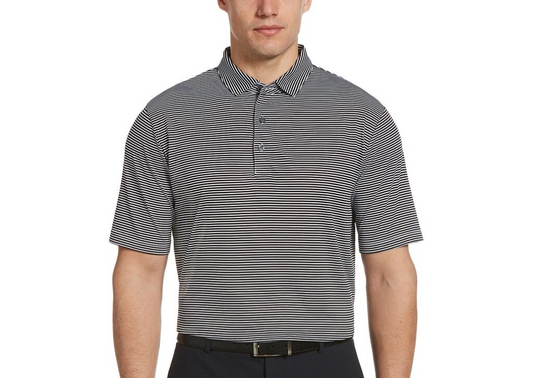 $68 Jack Nicklaus Men's Caviar Short Sleeve Stripe Polo - Black/White - Large