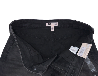 SO Women's Low Rise Midi Fray Hem Jean Shorts - Washed Black - 9/29W - New Tag
