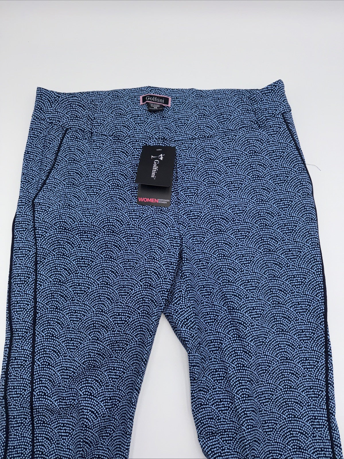 $164 Golftini Ankle Pant Side Stripes Golf Pants- Blue Swirl -Medium-New Tags