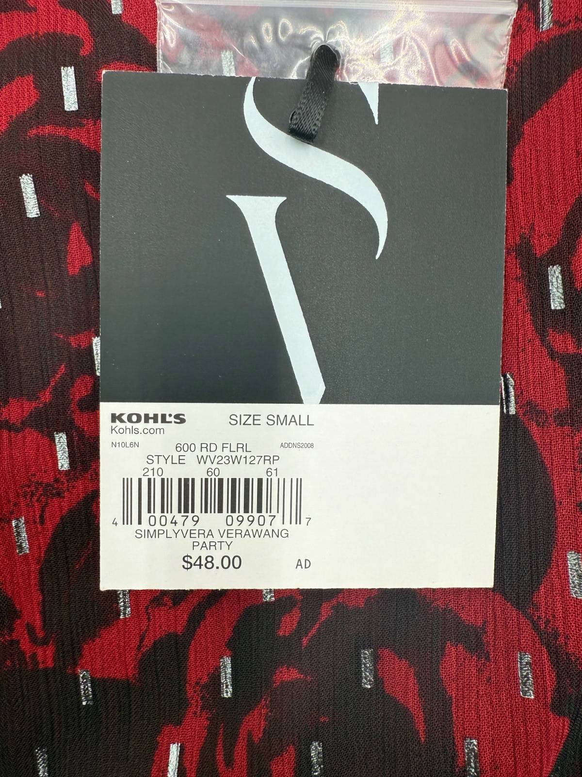 $48 Simply Vera Wang Women’s-Ruffle Trim Halter Top- Red Floral- Small-New Tag