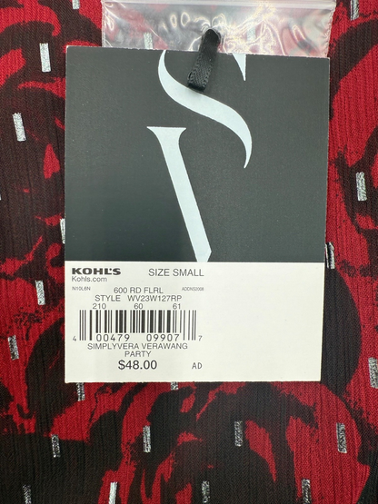 $48 Simply Vera Wang Women’s-Ruffle Trim Halter Top- Red Floral- Small-New Tag