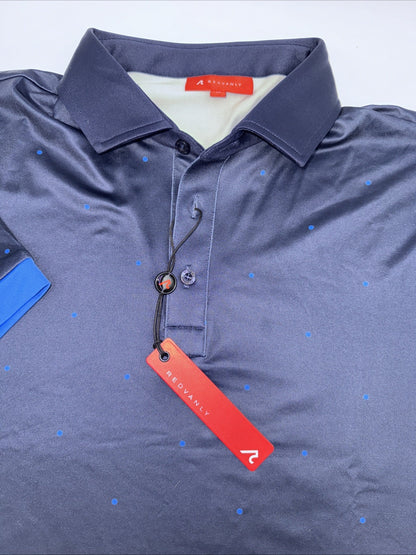 $110 Redvanly Men’s Ramey Golf Performance Polo Shirt-Midnight Navy-Medium-New