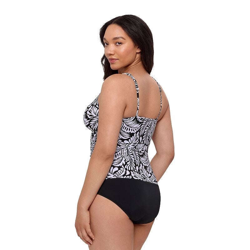$60 Bal Harbour  Woman’s One Piece Tummy Control Swimsuit - Size 8 - Black/White