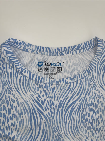 $100 Ibkul Women’s Long Sleeve Crew Neck Top-Alena Peri/White -XLarge-New