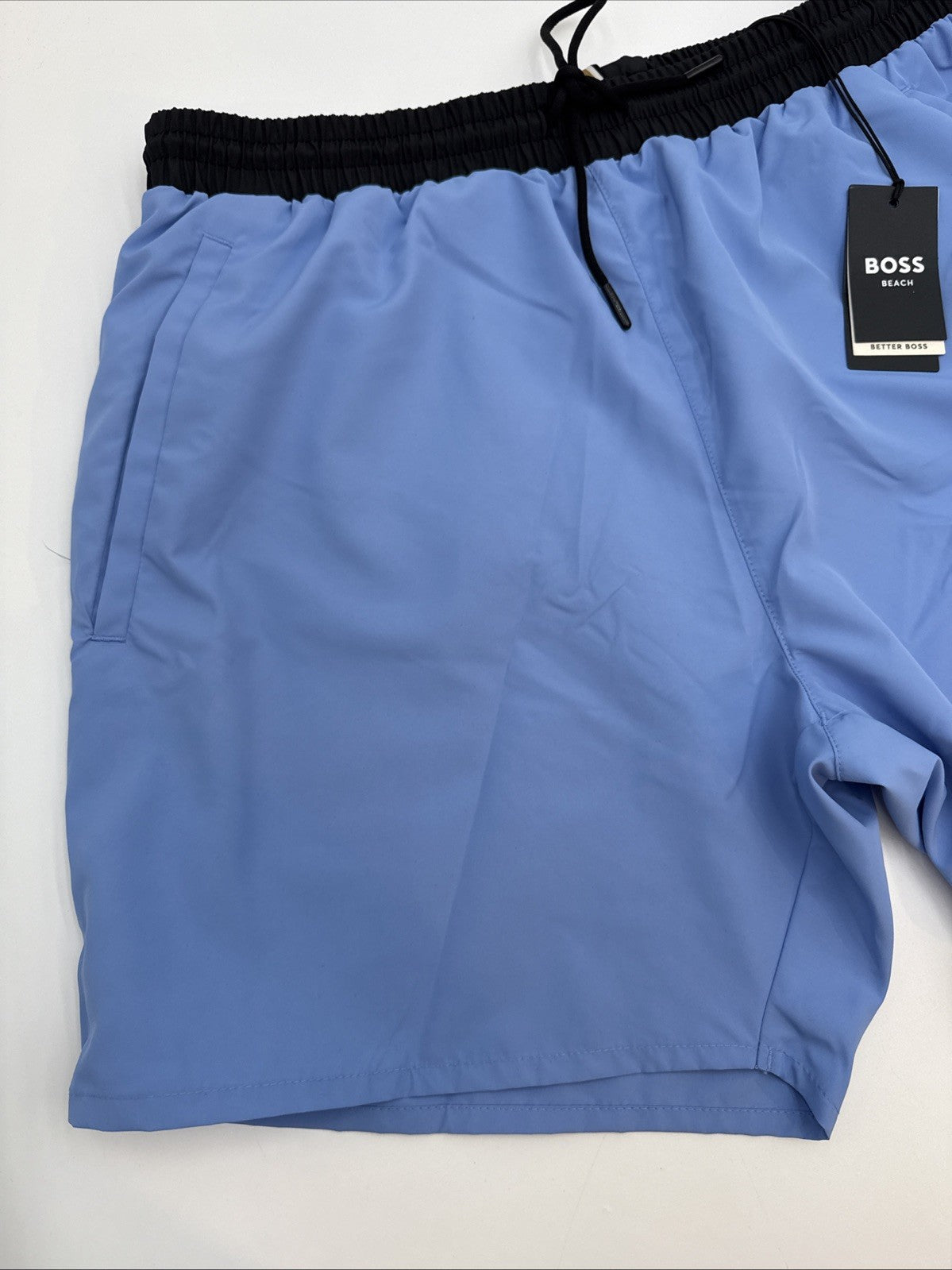 $58 Hugo Men’s- Boss/Hugo Men's Sawfish Drawstring Swim Trunks- Blue -Large-New