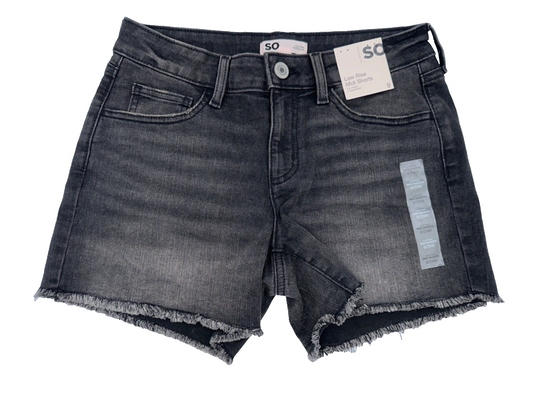 SO Women's Low Rise Midi Fray Hem Jean Shorts - Washed Black - 9/29W - New Tag