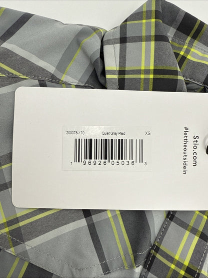 $120 Stio Men’s Eddy Shirt Long Sleeve Pearl Snap-Quiet Grey Plaid -XSmall-New