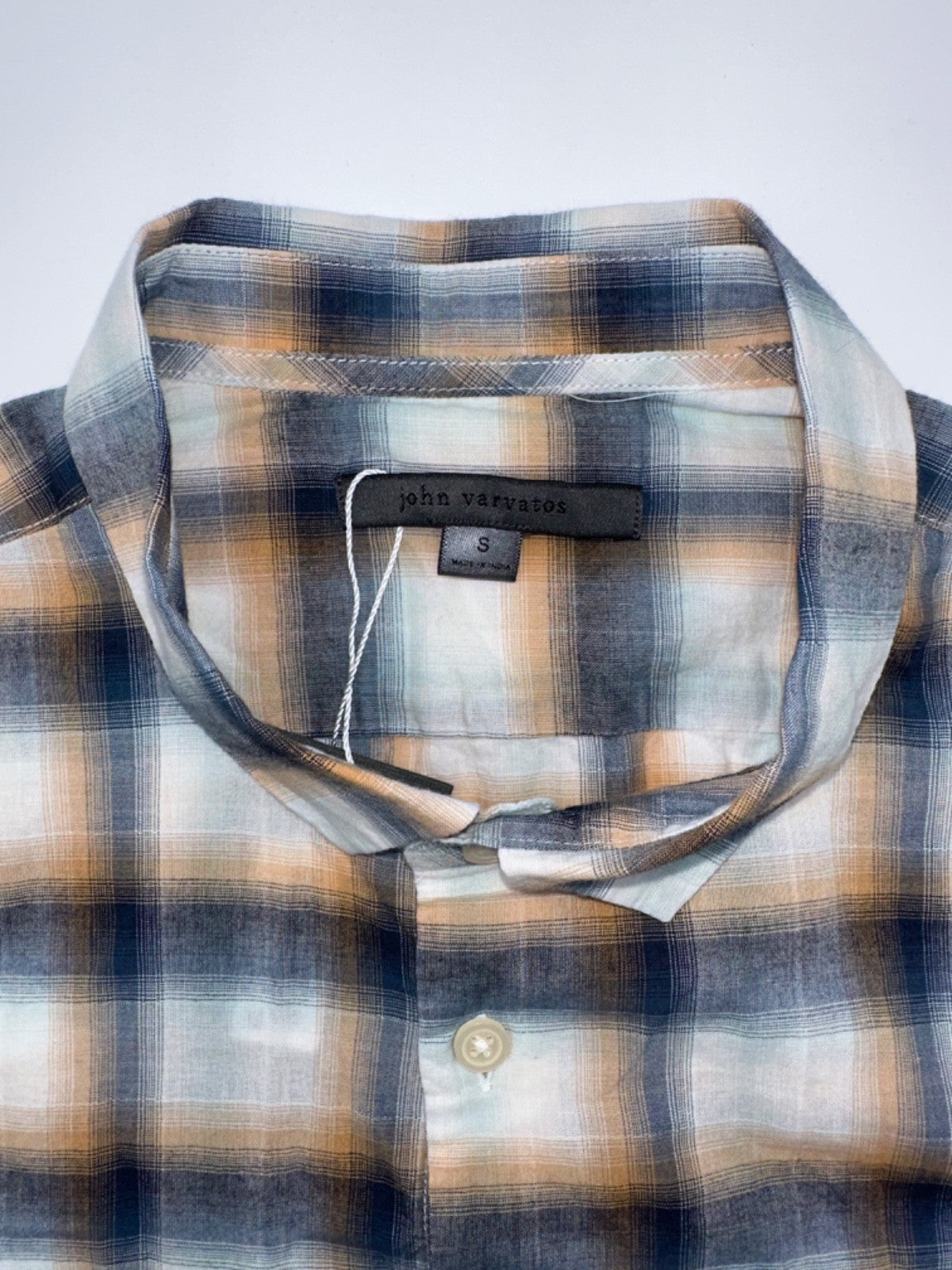 $198 John Varvatos Men's Ross Long/S Shirt - China White - Small - New With Tags