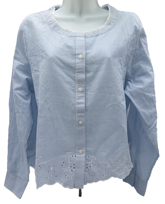 $90 Lucky Brand Women's Top Shirt - 143461A024465 -Blue/White - Large - New Tags