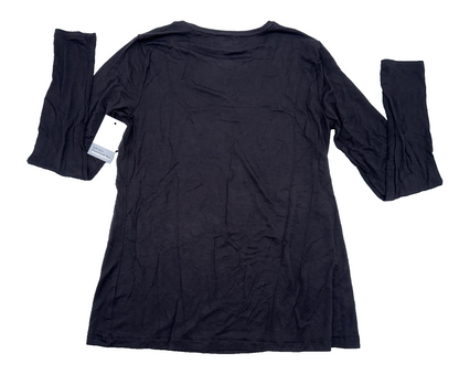 Nine West Women’s Soft Spun Long Sleeve Crew Neck Tee-Mineral Black- Small-New