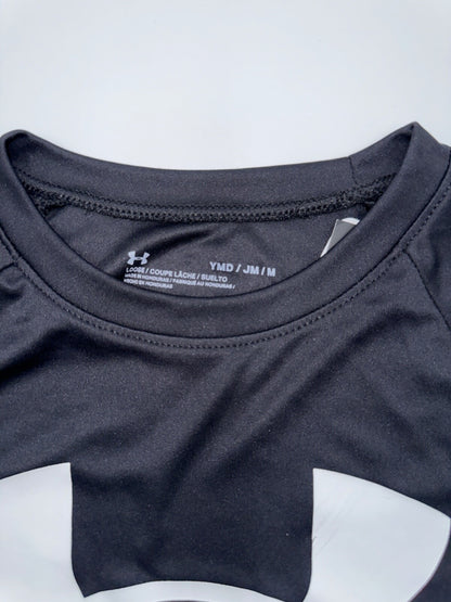Under Armour Boy's UA Tech Big Logo Short Sleeve Shirt- Black-Medium-New Tag