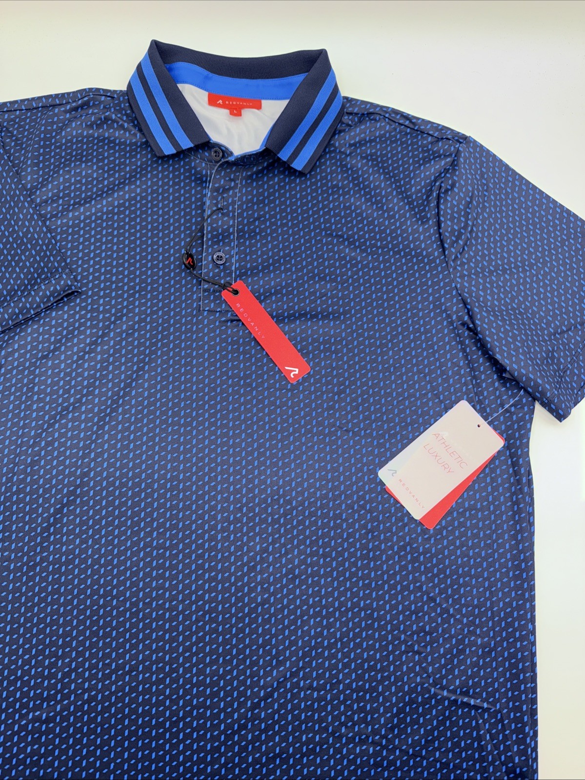 $110 Redvanly Men’s Pascal Golf Performance Polo Shirt-Midnight Navy-Large-New