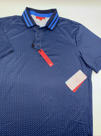 $110 Redvanly Men’s Pascal Golf Performance Polo Shirt-Midnight Navy-Large-New