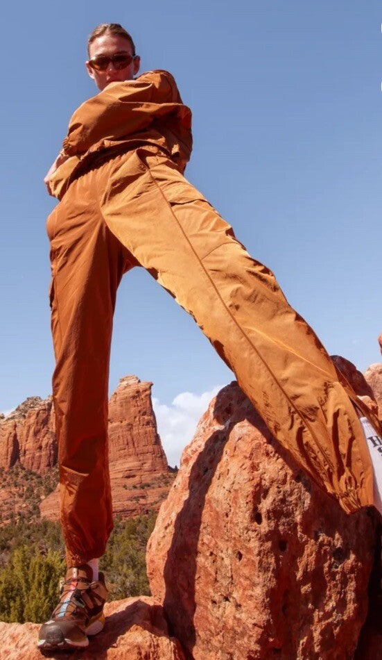 $115 Halfdays Women’s Watson Nylon Cargo Pants baggy Hiking -Caramel-Large-NEW