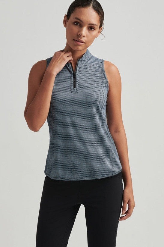 $95 PETER MILLAR Women’s Shirley Sleeveless Zip Polo-Graphite -SIZE: Small-New